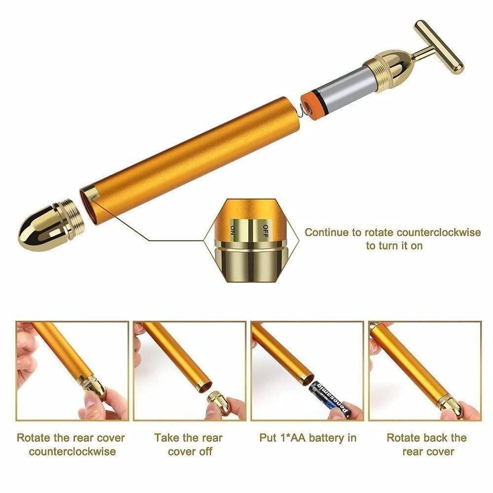 24K Gold Vibrating Face Massager – Instant Face Lift & Glow Tool